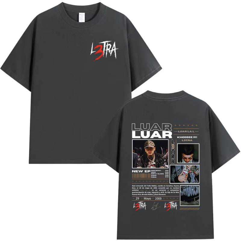 Rapper Luar La L Music Album L3TRA T Shirts Unisex Women Hip Hop Fashion Short Sleeve Tshirts Vintage Oversized Streetwear Tshirt