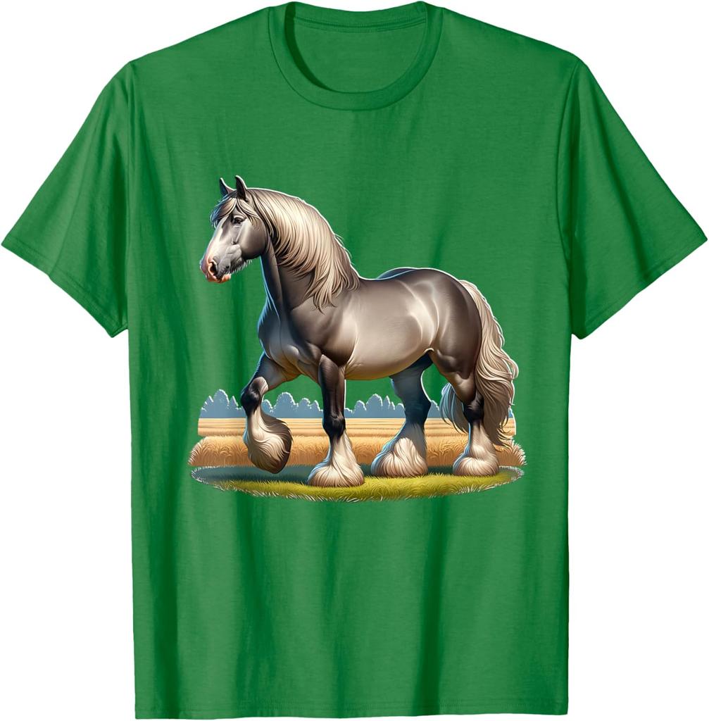 Majestic Belgian Draft Horse Graphic Print Men's Casual Cotton T-Shirt Trip Wear