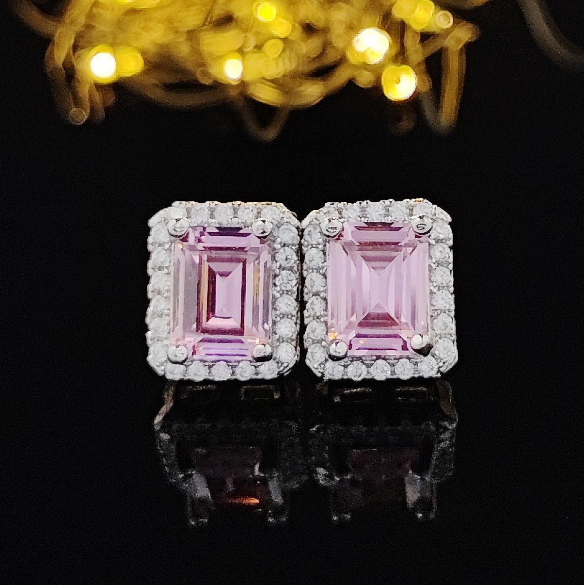 

Серьги высокого класса с ярко-розовым цирконием для женщин