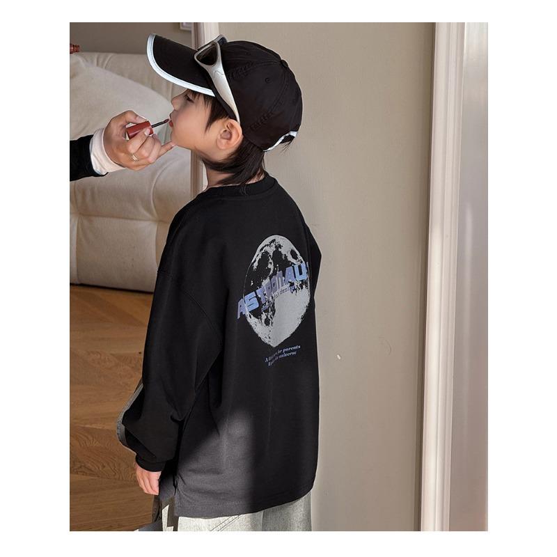 Boys Children Casual Loose Long Sleeve Cotton T Shirt Kids Tops
