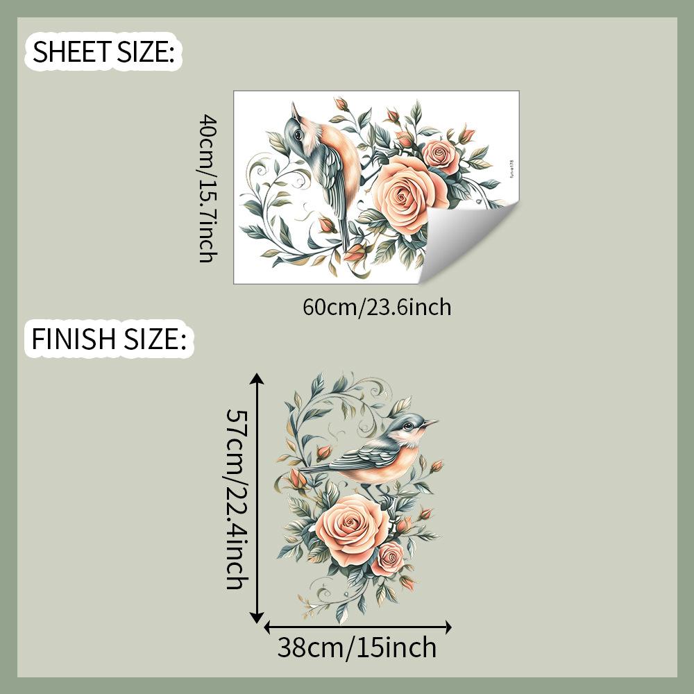 Painted Rose Branch Bird Bedroom Living Room Home Background Beautification and Decoration Wall Stickers