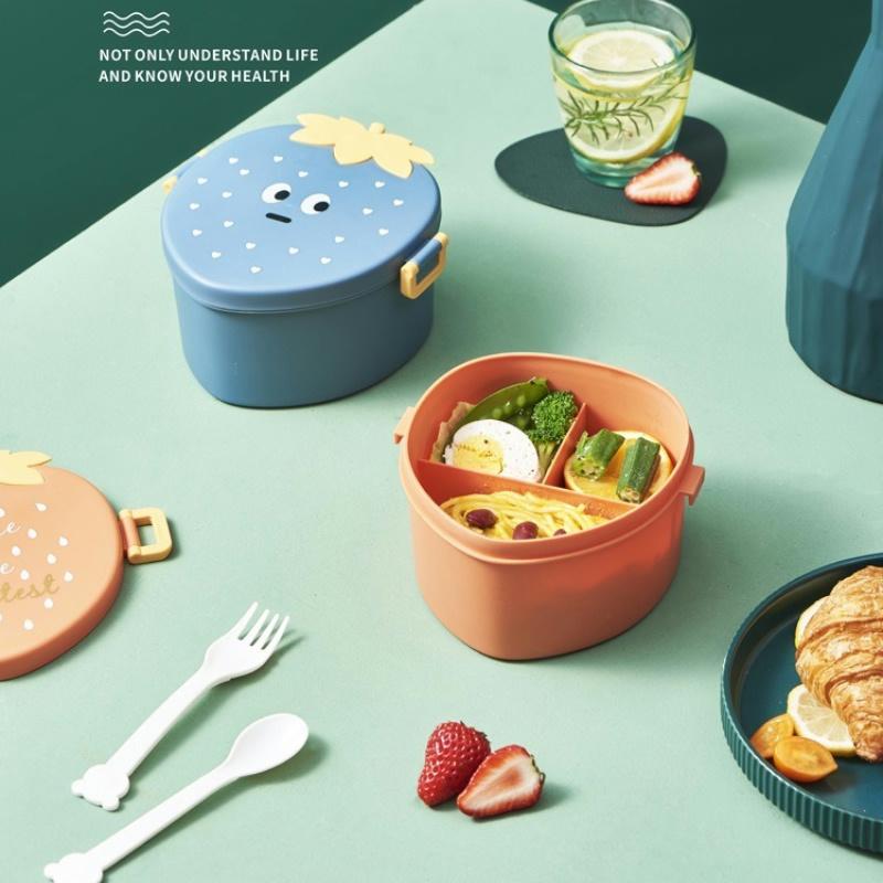 Strawberry Lunch Box Creative Children 3 Compartments Fruits Food Container Lunch Box Office Worker Picnic Packing Lunch Box