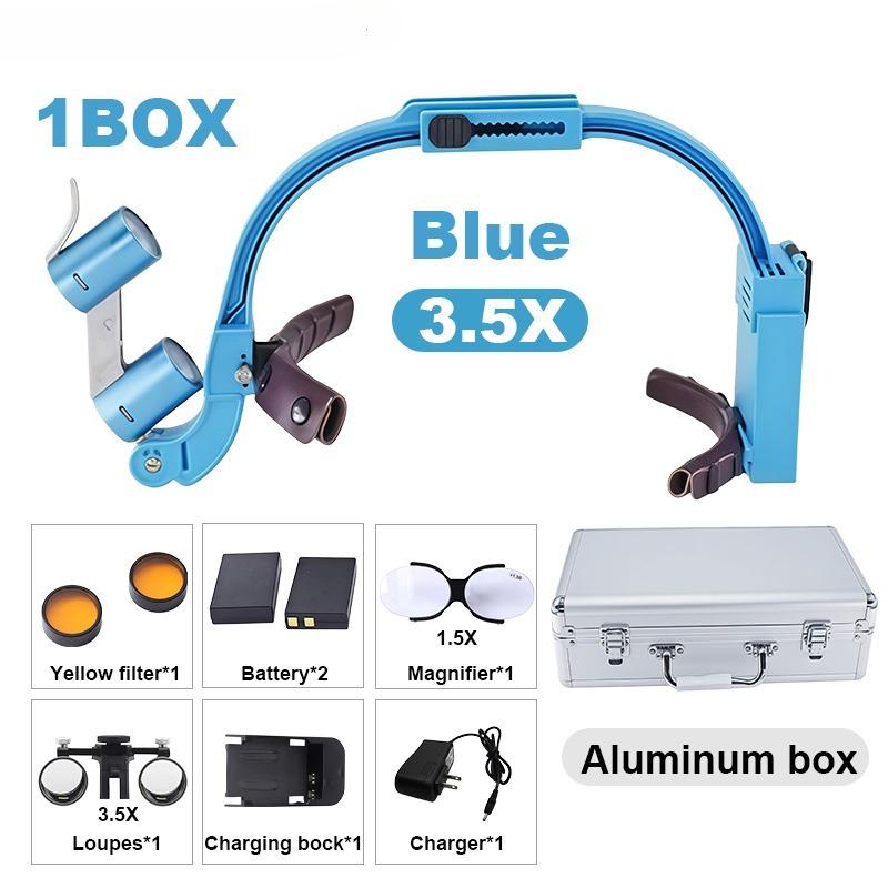 Binoclu Chirurgical cu Magnifier pentru Materiale Dentare cu Bandă de Cap Confortabilă Lampă Frontală LED cu Magnifier Dentar Mărire 2.5x/3.5x