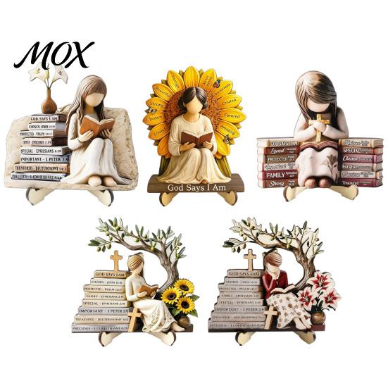 Statua di Bambina in Legno per Libreria Statuetta da Lettura, Statua Stabile Stile Pastorale Decorazione Squisita da Scrivania Decorazione, Ornamento Artistico Curativo,