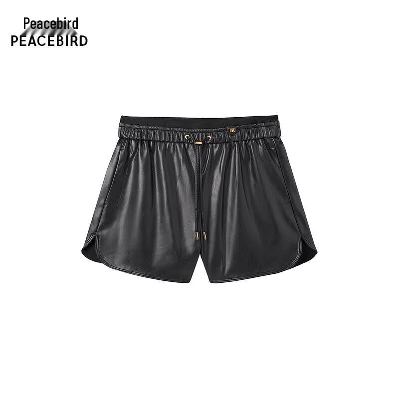 PEACEBIRD Women s High-Waisted PU Shorts S