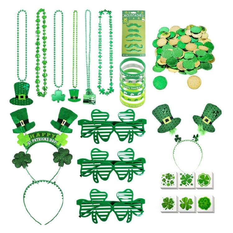 Patricks Day Irish Festival Body Sticker Bracelet Necklace Carnival Custume Set