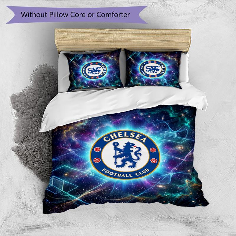 Set Lenzuola 3 Pezzi Stampato Chelsea FC Morbido Delicato sulla Pelle Lavabile Copripiumino e Federe Set Tutte le Stagioni Camera da Letto
