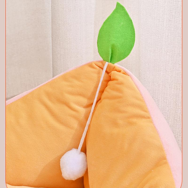 Semi Enclosed Cat Bed All Season Universal Warm Pet Sofa Beds Avocado Shaped Dog House with Furry Balls Full Filling and High Rebound Pet Supplies