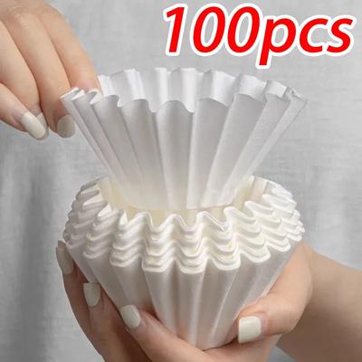 50/100 ks Košíkový kávový papírový filtr Pour Over Filtrační papíry Stroj 155*45mm , Hodí se pro Kávovar B75 a Košíkový dripper na 1-2 šálky