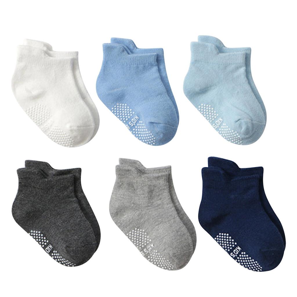 6 Paar Babysocken Rutschfest Einfarbig Neugeborene Kleinkinder Socken Babykleidung Accessoires 1-3 Jahre alt