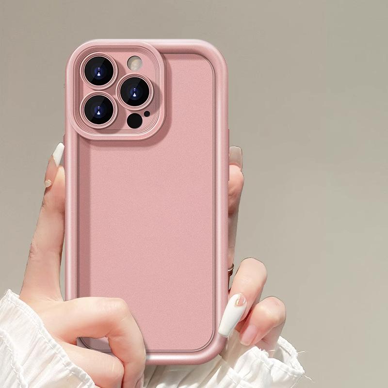 Applicable to Apple 16pro mobile phone case 13 new 15pro silicone 14 advanced anti-drop all-inclusive new pink plain case