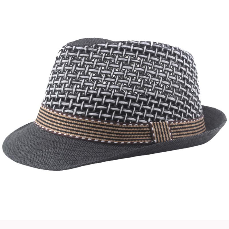 HT3136 New Fashion Parent-child Summer Hat Fedoras Breathable Straw Hat Men Women Beach Cap Kids Trilby Fedora Jazz Beach Hat