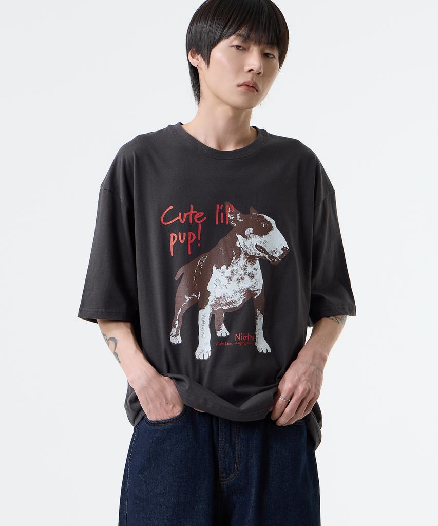 Nasttingijeubeleoldaenmi Bull Terrier Vintage Tee_Charcoal