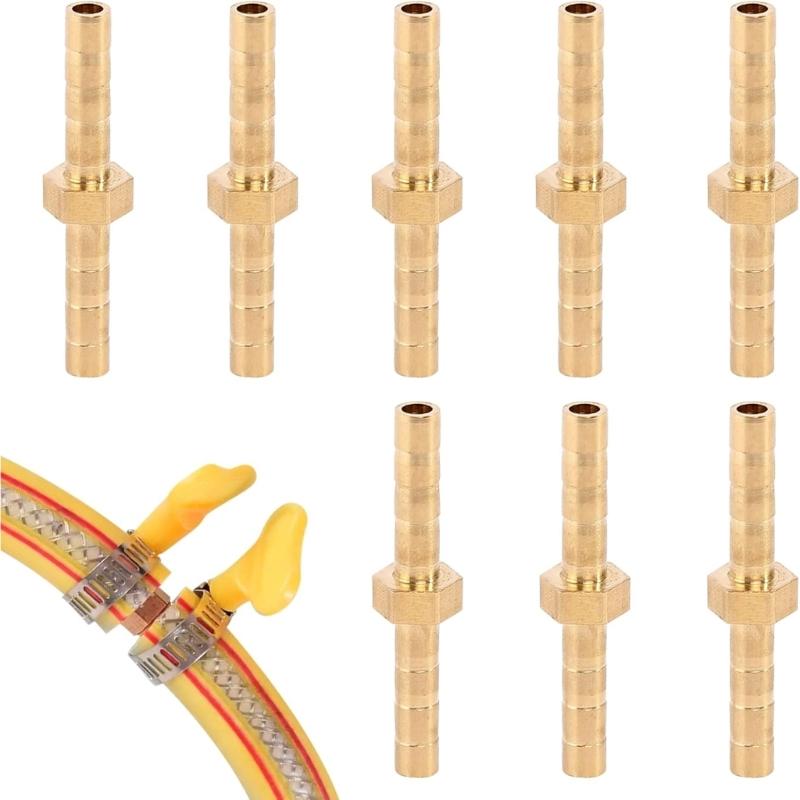 10Pcs Brass Pipe Repair Barbed Fittings Corrosion Resistant Brass Tube Adapters Upgrades for Plumbing System Maintenance