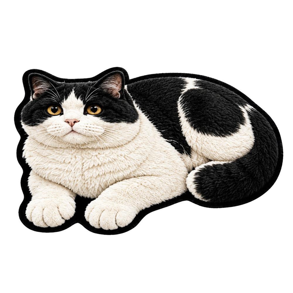 Soft Cat-Shaped Area Rug 2D Bedside Door Mat Cute Entryway Floor Mat  Home Decor