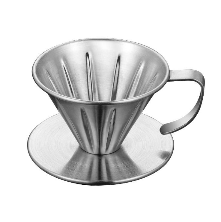 Embossed Stainless Steel Hand-Brew Coffee Drip Filter (V60 Compatible)