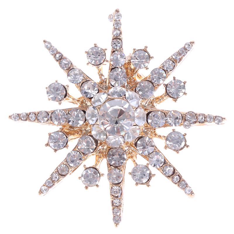 Wedding Silver Snowflake Diamante Brooch Rhinestone Crystal Broach Pin Xmas Gift