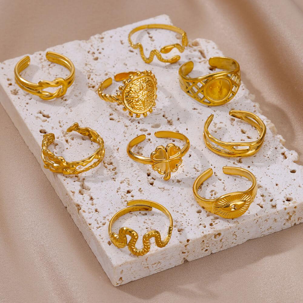Ring for Women Stainless Steel Snake Gold Color Open Rings Female Vintage Jewelry Luxury Wedding Accessories Birthday Gifts