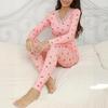 Schlankmachendes elastisches Pyjama-Set für Damen - Bedrucktes Langarm-Oberteil & Lange Hose im europäischen & amerikanischen Stil