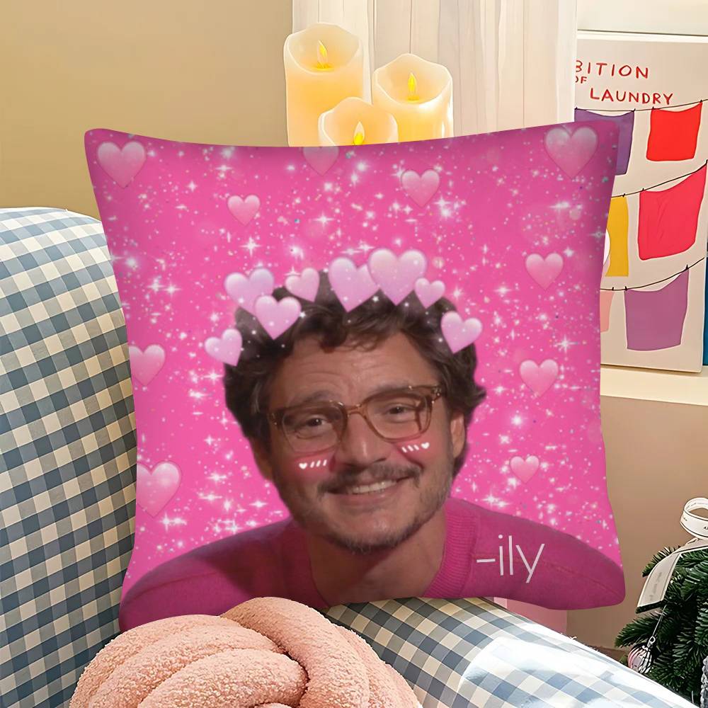 1Pc Funny P-Pedro Pascal M-Mood M-Meme Pillow Case Fashion Square Pillowcase Bedroom Sofa Room Ins Decoration Leisure