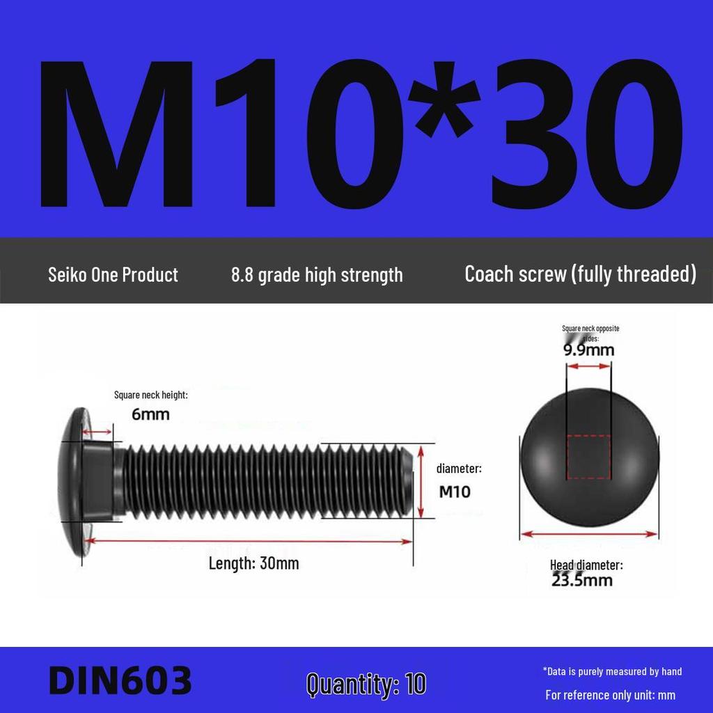 High-Strength Grade 8.8 Carriage Bolts: Round Head, Square Neck, M6-M16 Sizes for Shelf and Bridge Frames