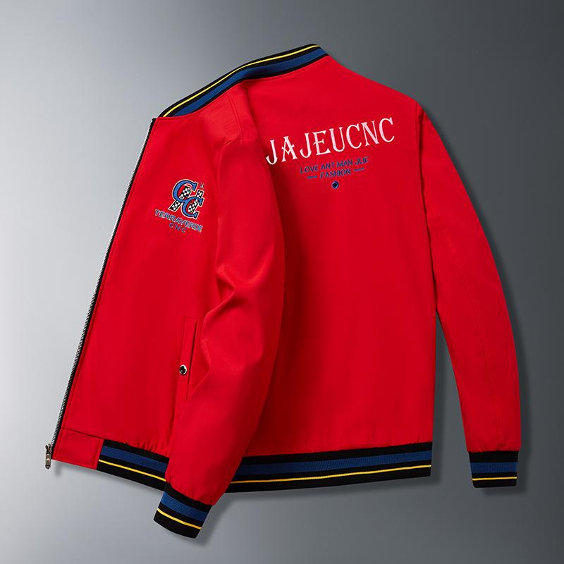 

Вышитый повседневный универсальный бейсбольный воротник с ЧПУ куртка мужская красивая куртка 5XL красный