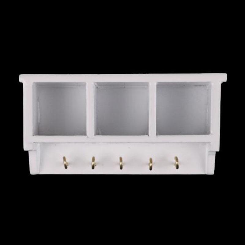 

1:12 Dollhouse Miniature Kitchen Wood Wall Rack Shelf With Hook White Room Decor
