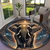 1pc Elephant Printed Chair Rug for Home Office Use, Living Room Kitchen Game Room Round Carpet