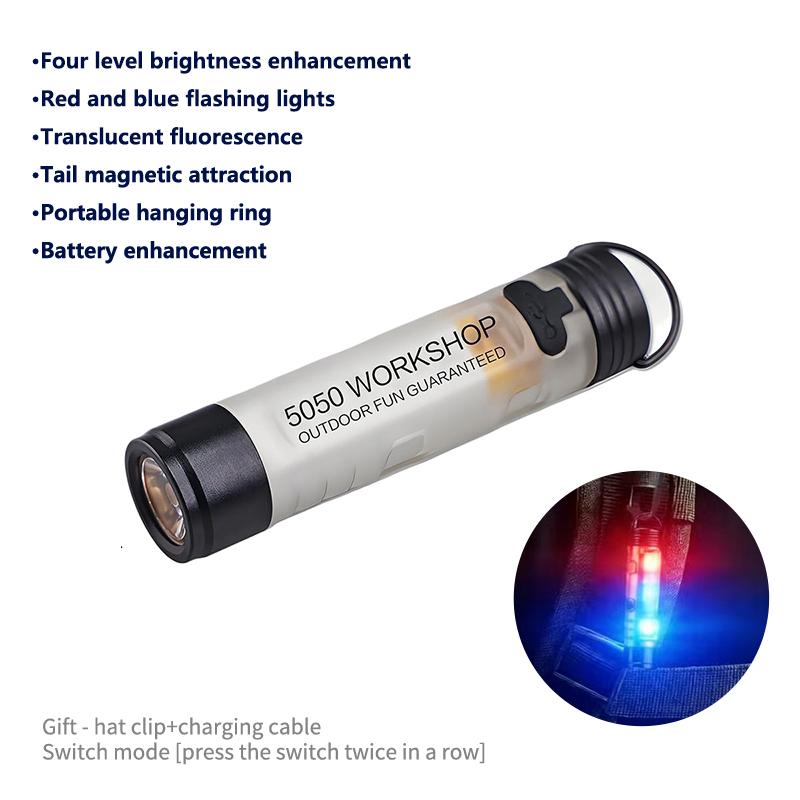1Pc Mini Flashlight Outdoor Key Clip Cap Ambient Led Long Endurance Disaster Relief Emergency Small Light Pocket