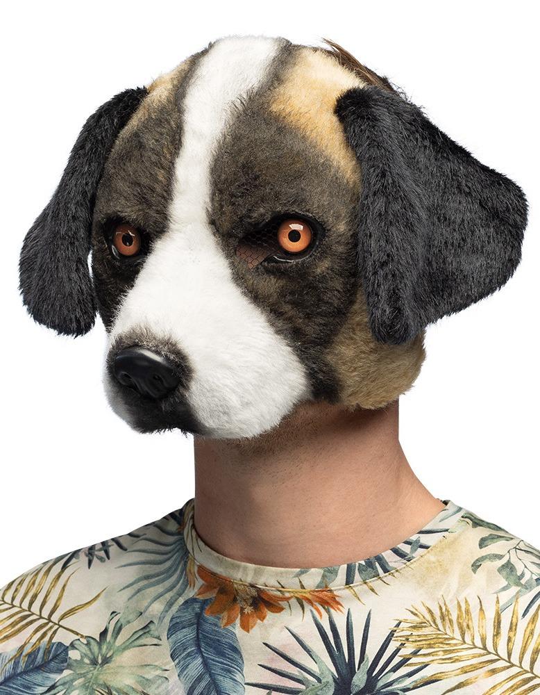 Plush half-face dog mask One size fits all adults коричневый