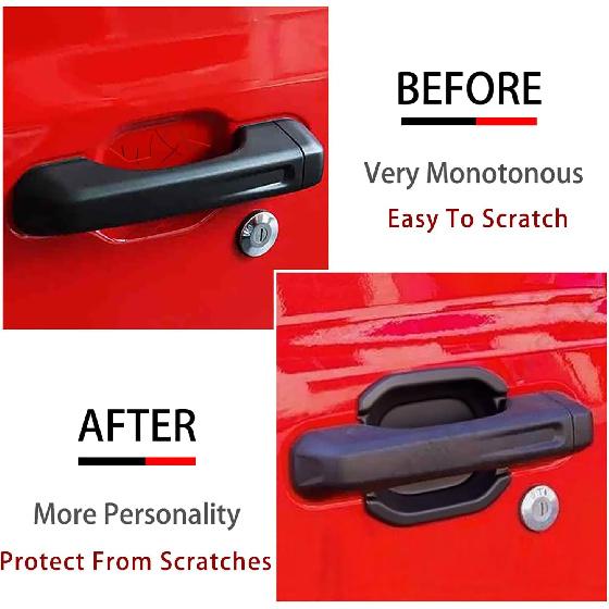 LIUQING Door Handle Bowl Cover Trim for 2018-2023 2024 2025 Jeep Wrangler JL JLU & Jeep Gladiator JT 4 Doors Exterior Accessories Door Bowl Scratch