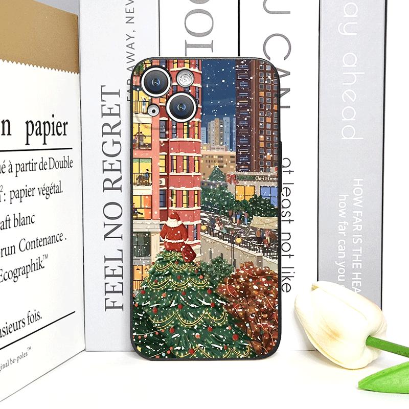 Custodia per Telefono con Motivo Scenico Vetrina Negozio Strada Nevosa di Natale per IPhone 17 16 12 11 14 Plus 13 15 ProMax Mini X XS XR Copertura Morbida