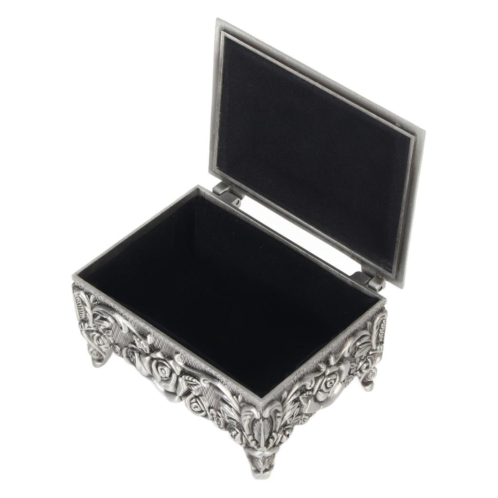 Vintage Pudełko na biżuterię Eleganckie Rzeźbione Stop cynku Odporne na blaknięcie Miękka aksamitna wyściółka Pudełko do przechowywania drobiazgów do Dekoracji Rodzinnej Biurowej