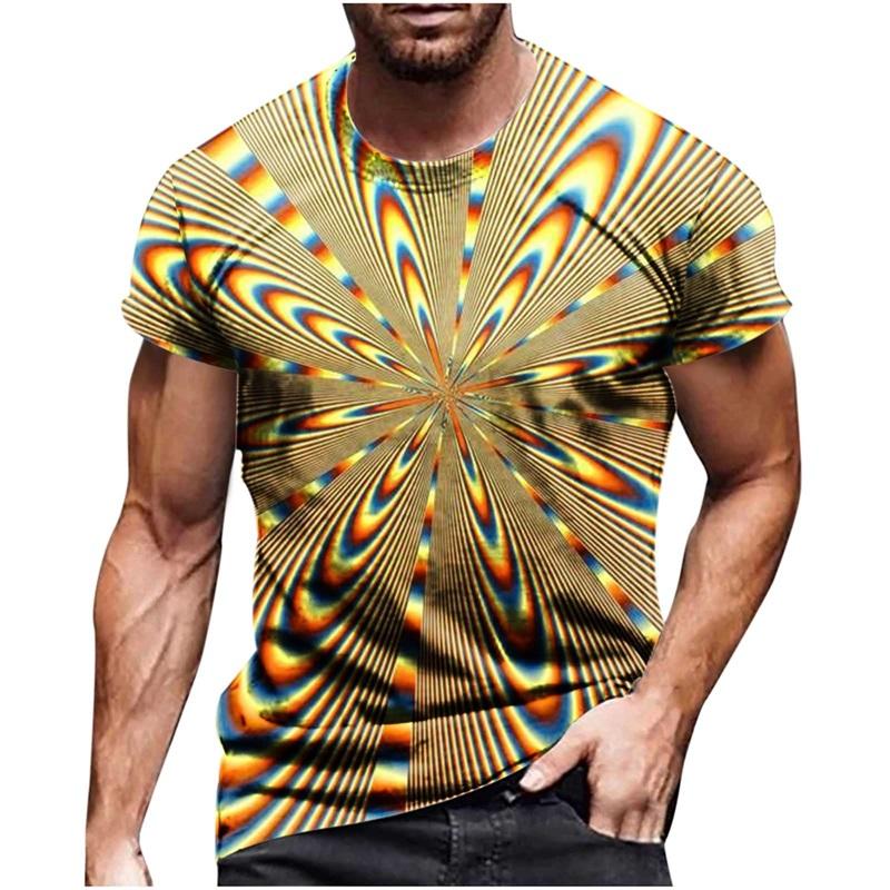 Herr 3D-tryck Optisk illusion Grafiska T-shirts För Män Kortärmad Rundhals Casual Tee Toppar Streetwear Herr Designer Skjorta