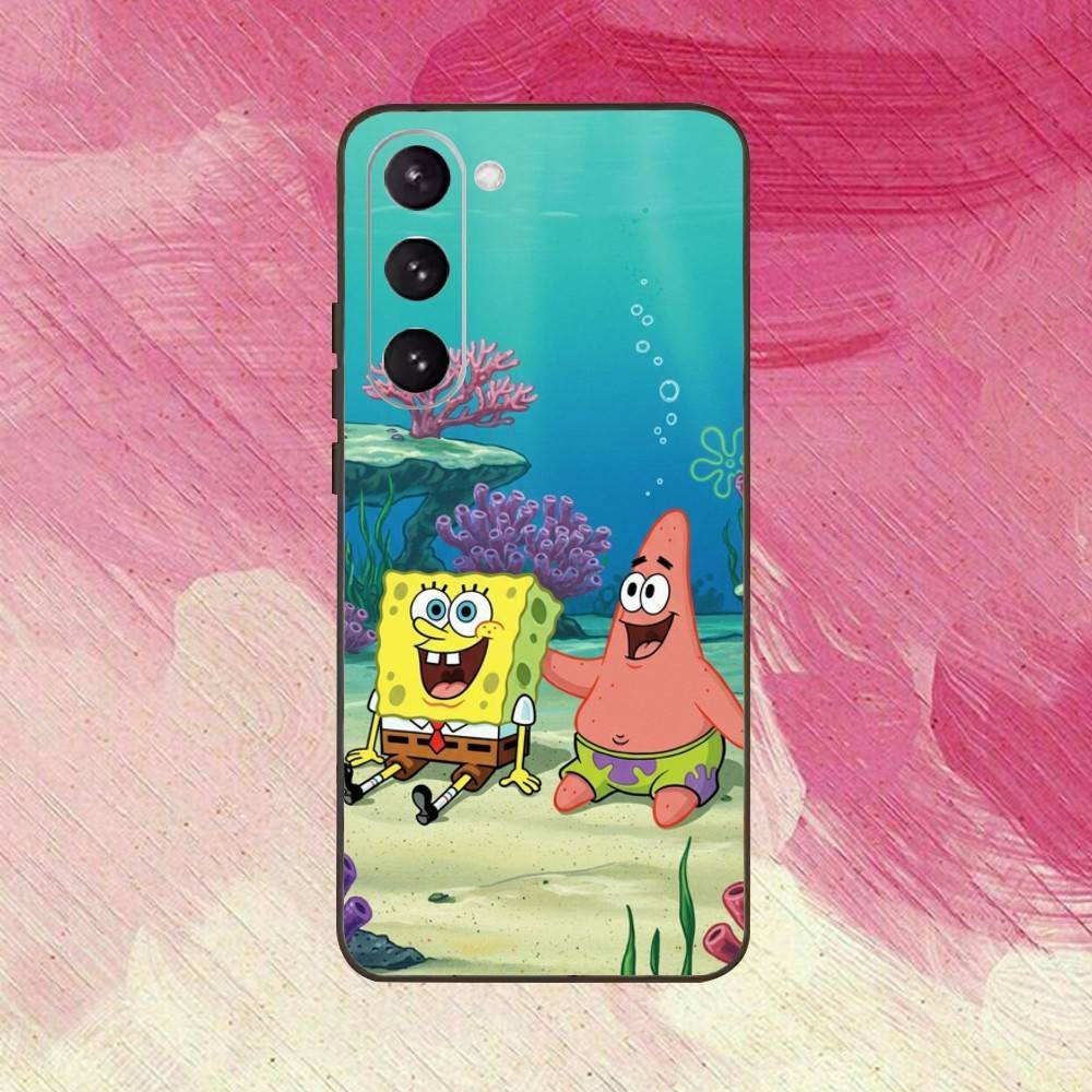 P-Patrick Star S-Spongebob-es Phone Case Black Silicone Soft For Samsung Galaxy A73,A72,A71,A70,A53,A52,A51