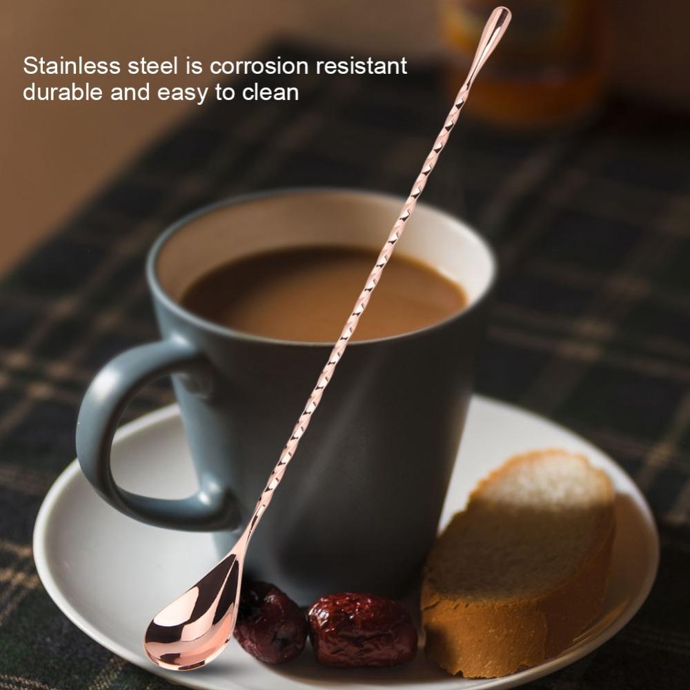 2Pcs Long Handle Mixing Spoon Rustless Steel Metal Spoon Durable Stirring Spoon For Beverage