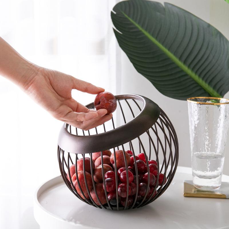 Iron Storage Fruit Plate Drain Basket Modern Home Storage Basket Nordic Style Fruit Plate Fruit Basket      ZM1204