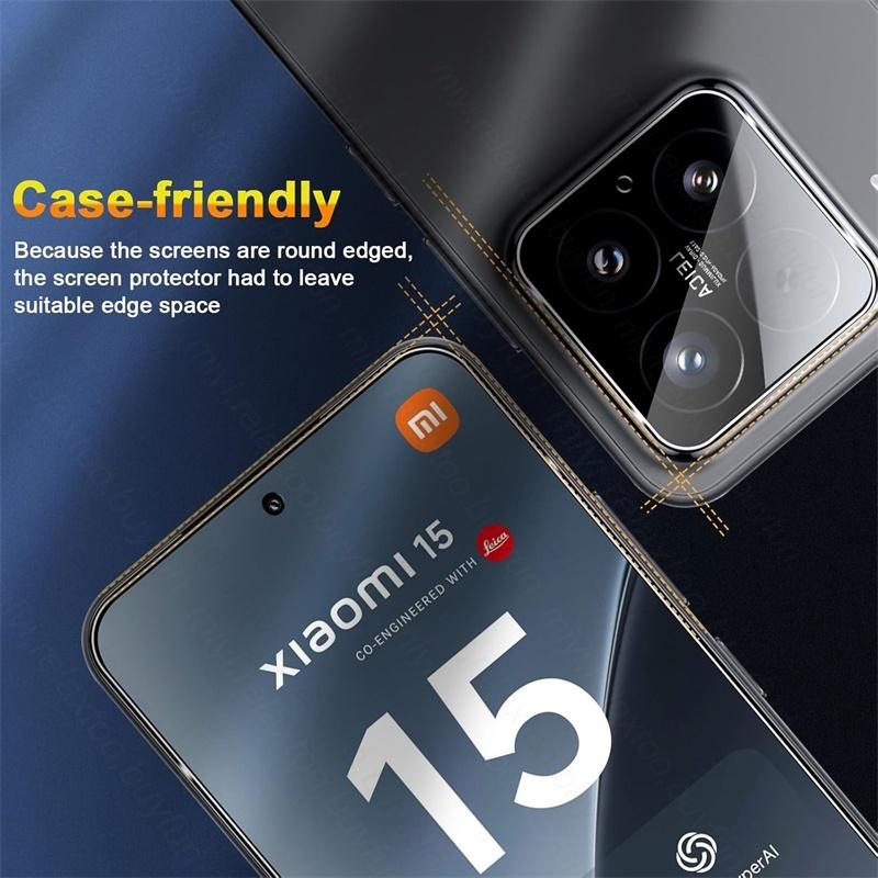 3Pcs Full Cover Tempered Glass For Xiaomi 15 Case Friendly Xiaomi 15 14 Mi 13 5G Xiaomi15 Xiaomi14 Xiaomi13 HD Screen Protector