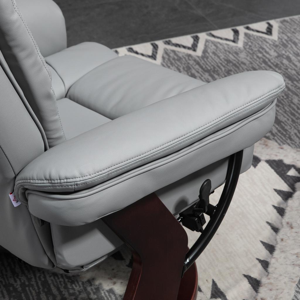 Recliner with Ottoman, Reclining Chair, Swivel, Reclining Backrest, Leather Look, Up To 130 Kg, Grey