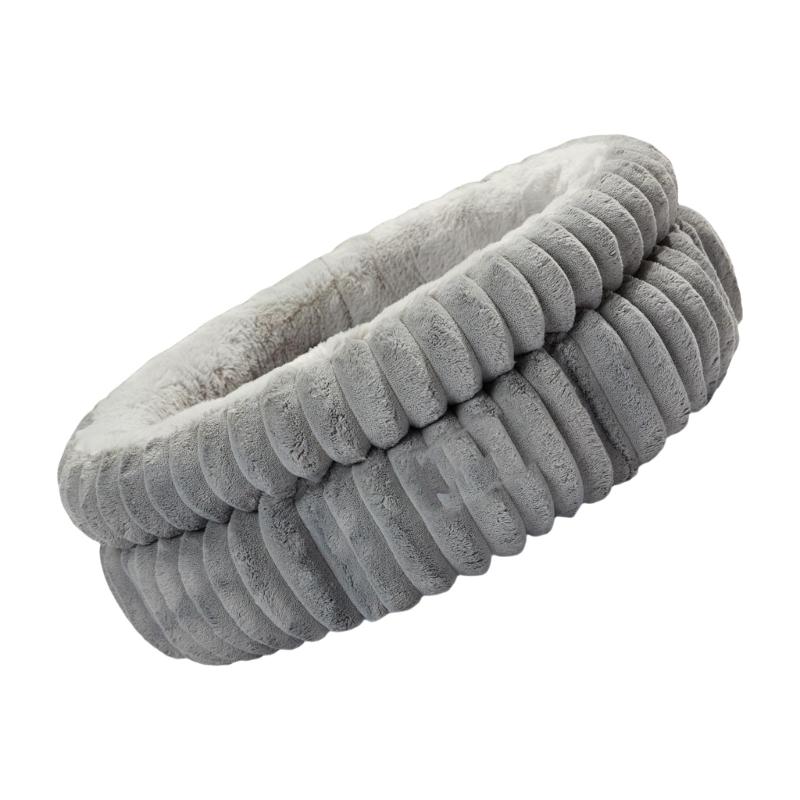Washable Round Shape Cats Bed for Indoor Cats and Kittens Soft Plush Cats Bed with Detachable Cushion for Pet Sleep colore grigio