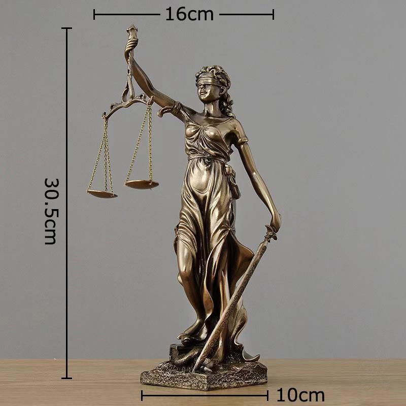 Gerechtigkeit und Gerechtigkeit Göttin Figuren Statue Schreibtischdekoration Mythischer Charakter Harzskulptur Raum Ästhetische Dekoration