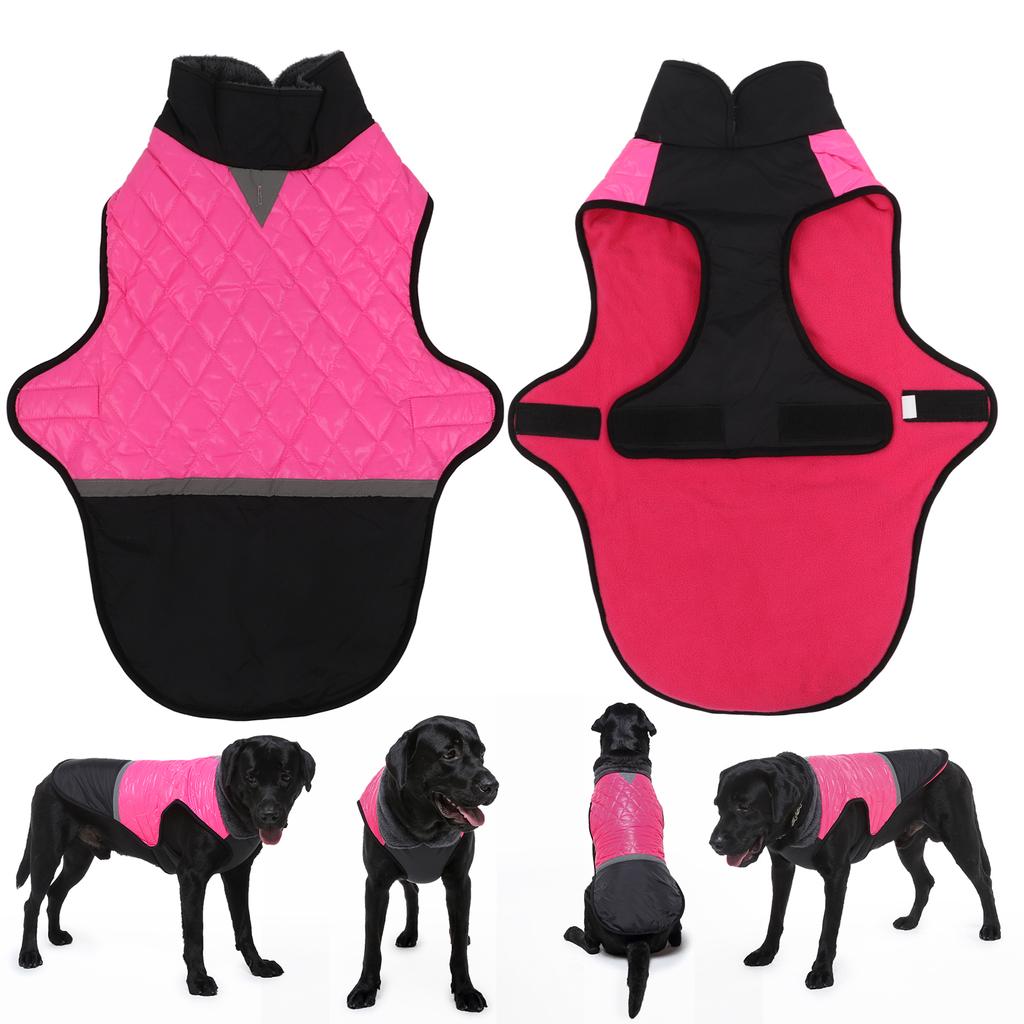 Dog Cold Weather Coat Reflective Waterproof Windproof Pet Warm Jacket with Traction Hole for Medium and Large DogsL