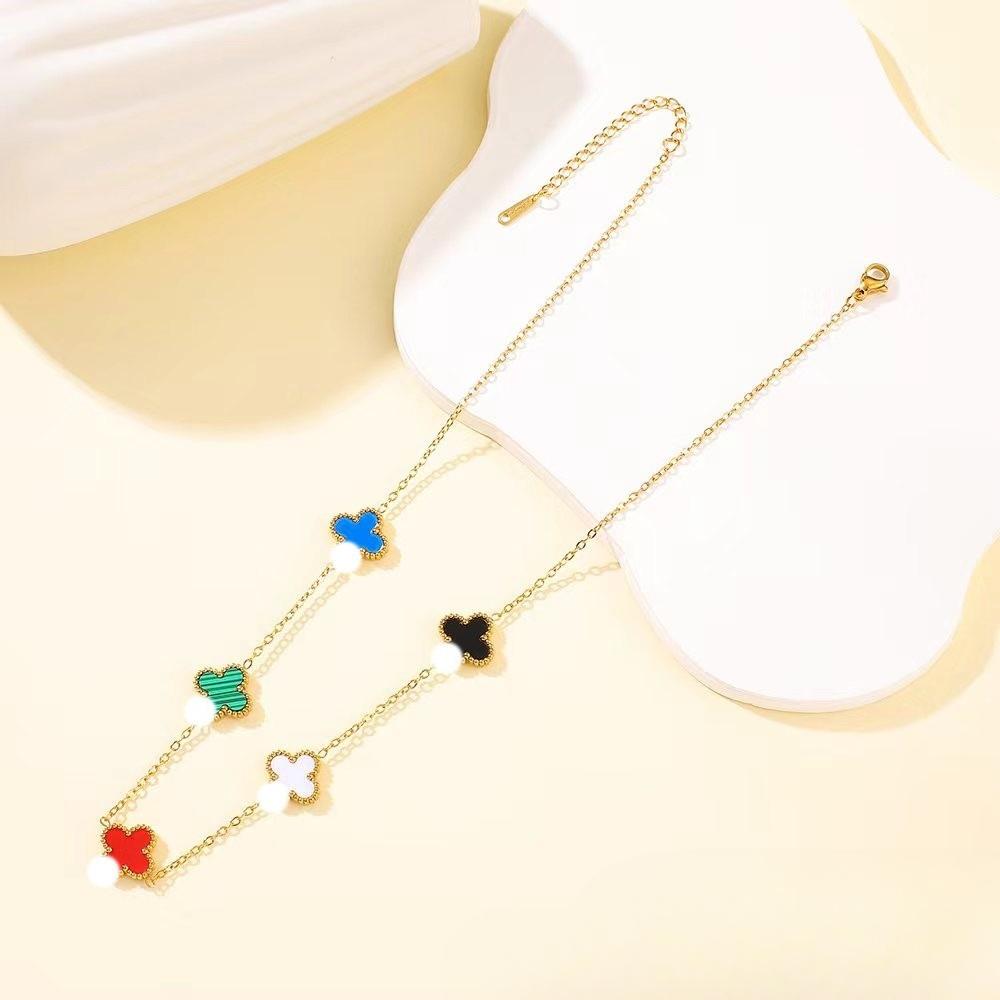 Four-leaf Clover Necklace Five-flower 18K Titanium Steel Fashionable and Versatile Temperament Senior Ladies Clavicle Chain