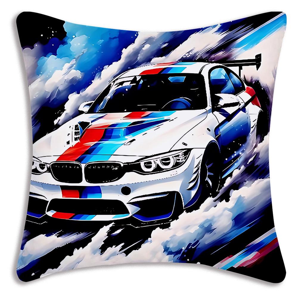 Racing cool sports car Pillow Covers Cartoon Sofa Decorative Home Double-sided Printing Short Plush Cute Cushion Cover