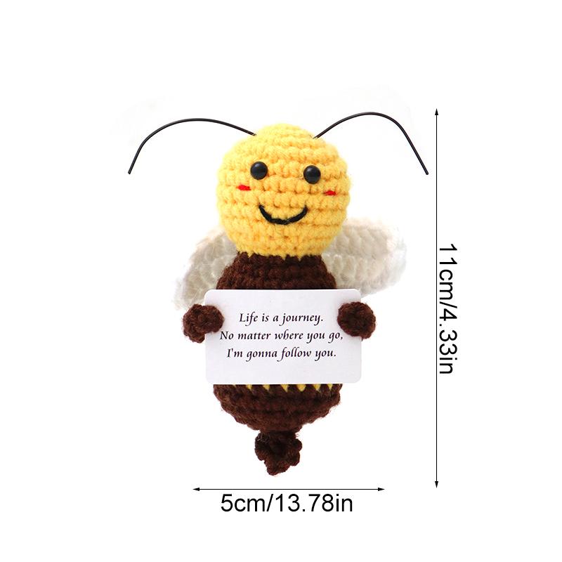 1 STK Stoff Biene Niedliche Bienenfigur Fertige Produkte Positive Energie Handgemacht Gehäkelt Miniatur Wolle Strickpuppe Schreibtisch Ornament