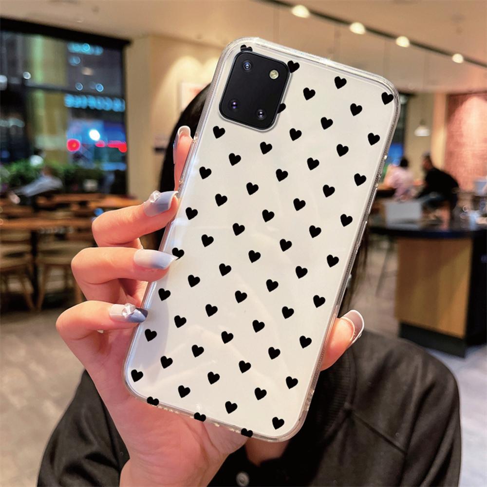 Non-Yellowing Phone Case For Samsung Galaxy Note 10 Lite S10 S10e S10+ S9 + S9 Plus Heart Transparent Clear Love Couple Cover