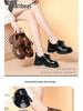 New Women's Genuine Leather Chunky Heel Lace-up Loafers - British Style, Round Toe, Soft Sole, Non-slip, Versatile for Spring/Autumn