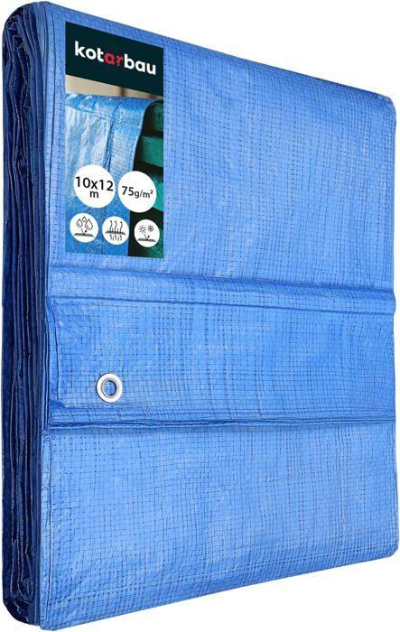 Bâche De Protection - Kotarbau - 10 X 12 M - Imperméable - Résistant Aux UV - Œillets Renforcés