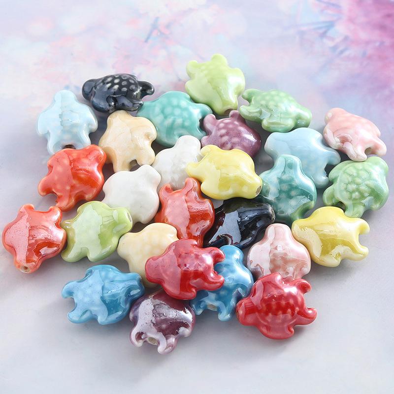 10Pcs Ceramic Turtle Beads Spacer Loose Bead For Jewelry Making Diy Bracelet Necklace Accessories