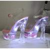 Fashion Designer Sandals Sandalias Women 2025 Summer New Flowers Transparent High Heels 14.5cm Platform Thick Heel Ladies Banquet Shoes
